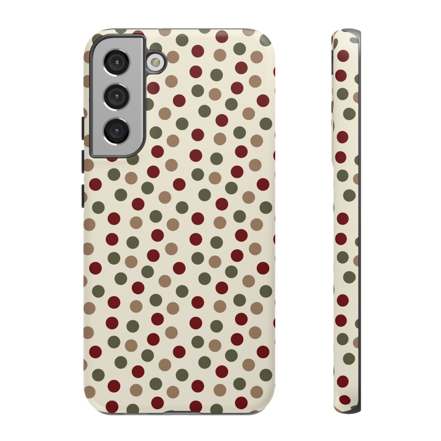 Festive Red & Green Polka Dots on Cream – Samsung Galaxy Case