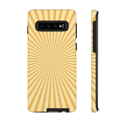 Golden Sunburst Samsung Galaxy Case – Retro Radiant Design with Dual-Layer Protection