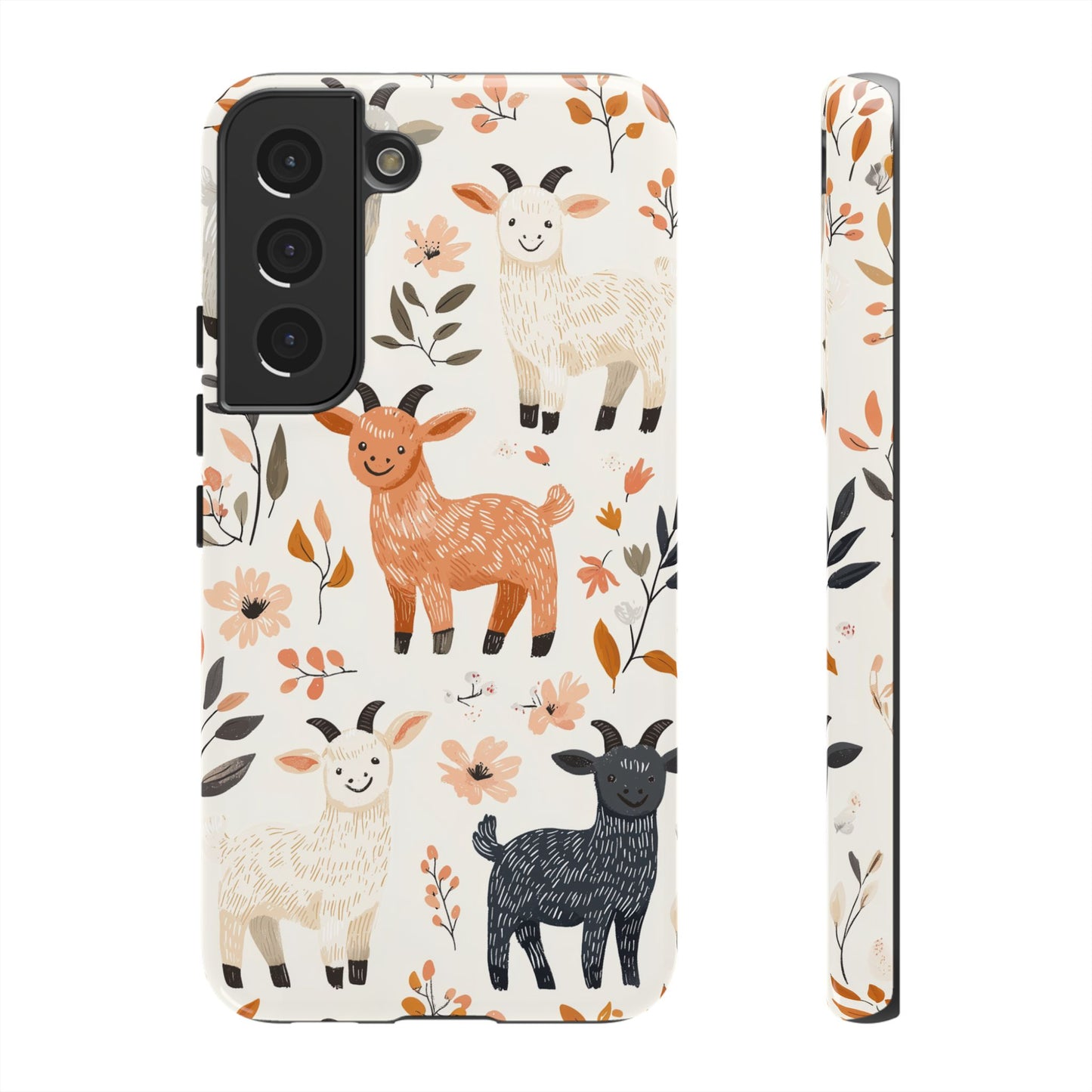 Samsung Galaxy Case: Smiley Goats & Dried Flowers – Vintage Charm