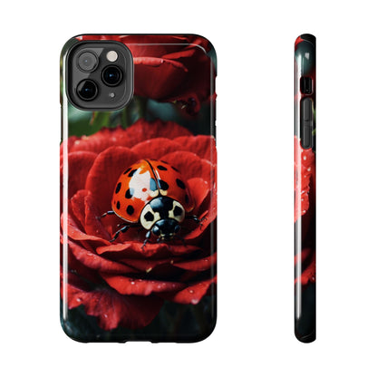 Elegant Rose & Ladybug Charm - iPhone Series Case