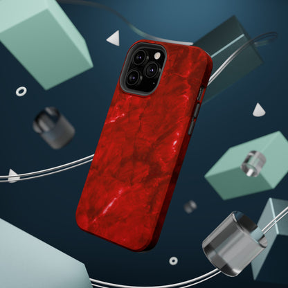 Bold Red Marble MagSafe iPhone Case – Luxe Design Meets Magnetic Precision