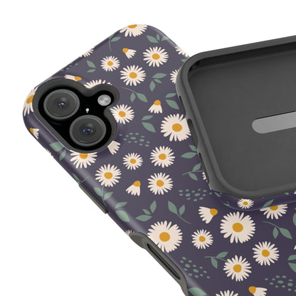 Midnight Daisy MagSafe iPhone Case – Dark Navy Floral Design, Slim and Protective