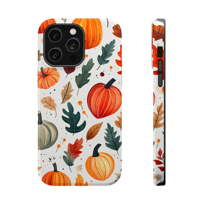 Autumn Harvest MagSafe iPhone Case - Pumpkin and Fall Leaf Design