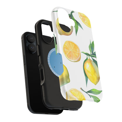 Lemon Grove Watercolor Tough MagSafe iPhone Case – Fresh Citrus Design, Dual-Layer Protection