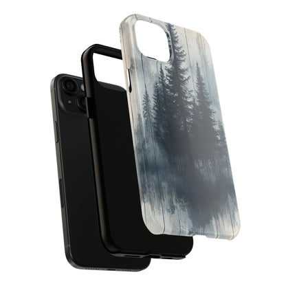 Rustic Pine Forest iPhone Case - Blue Toned Woodland Country Design