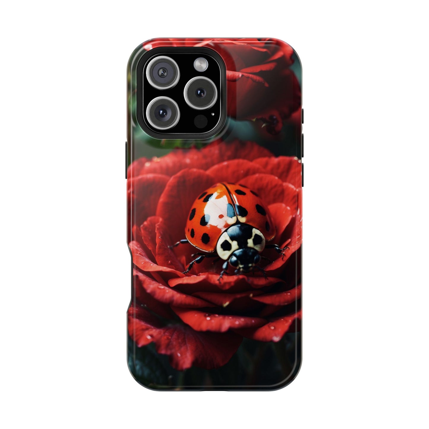 Elegant Rose & Ladybug Charm - MagSafe iPhone Case