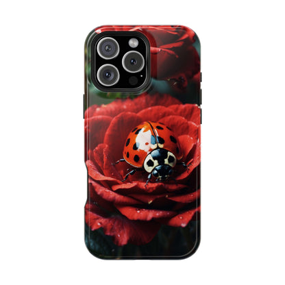 Elegant Rose & Ladybug Charm - MagSafe iPhone Case