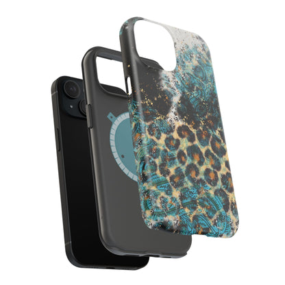 Turquoise Paisley Cowhide Leopard - MagSafe iPhone Series Case