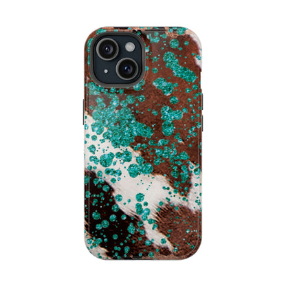 Teal Glitter Cowhide - MagSafe iPhone Series Case