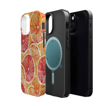 Watercolor Citrus Splash Tough MagSafe iPhone Case – Vibrant Fruit Print, Shock-Resistant Design