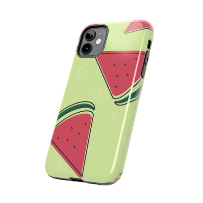 Watermelon Slice iPhone Case – Fresh & Fun Design with Retro Geometric Pattern