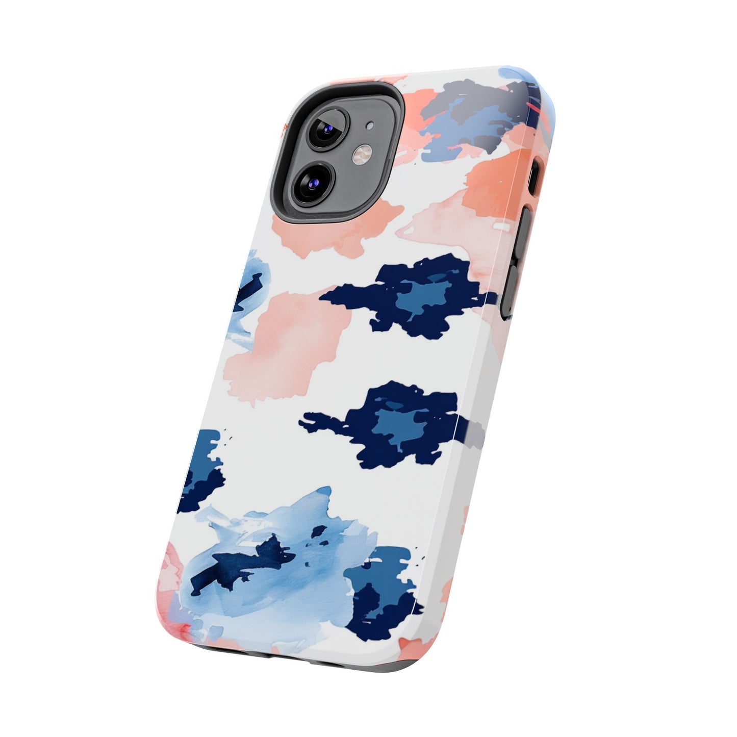 Abstract Coral & Navy Watercolor Design – iPhone Case