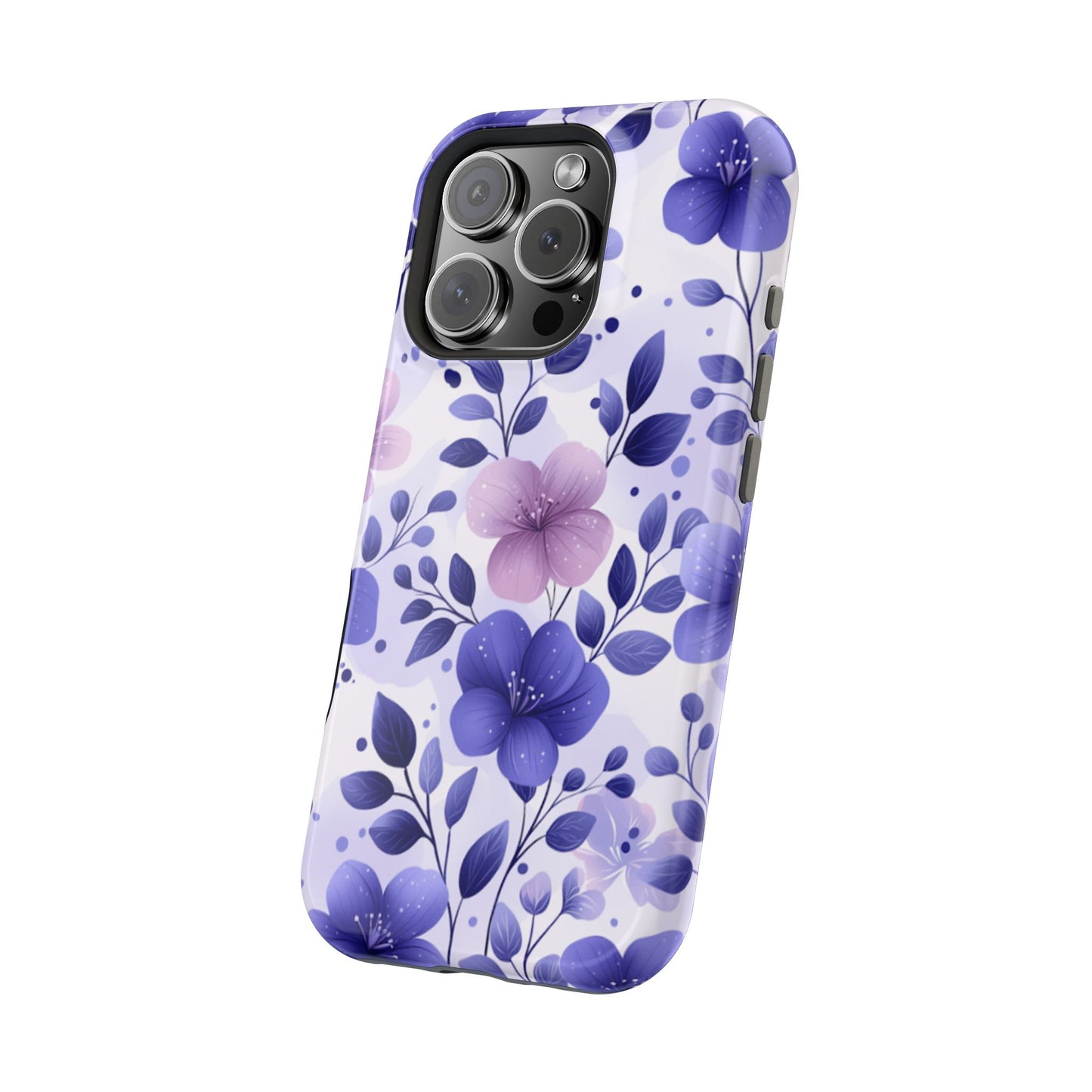 Purple Floral MagSafe iPhone Case – Durable Protection with Elegant Flower Design