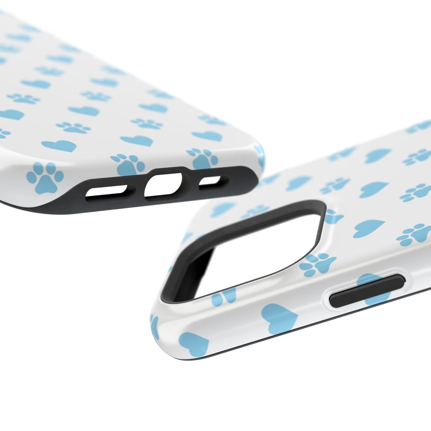 Blue Paw Prints & Hearts – MagSafe iPhone Case with Adorable Pet-Lover Design