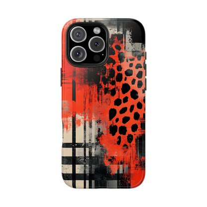 Cheetah Plaid iPhone Case – Red & Black Pattern