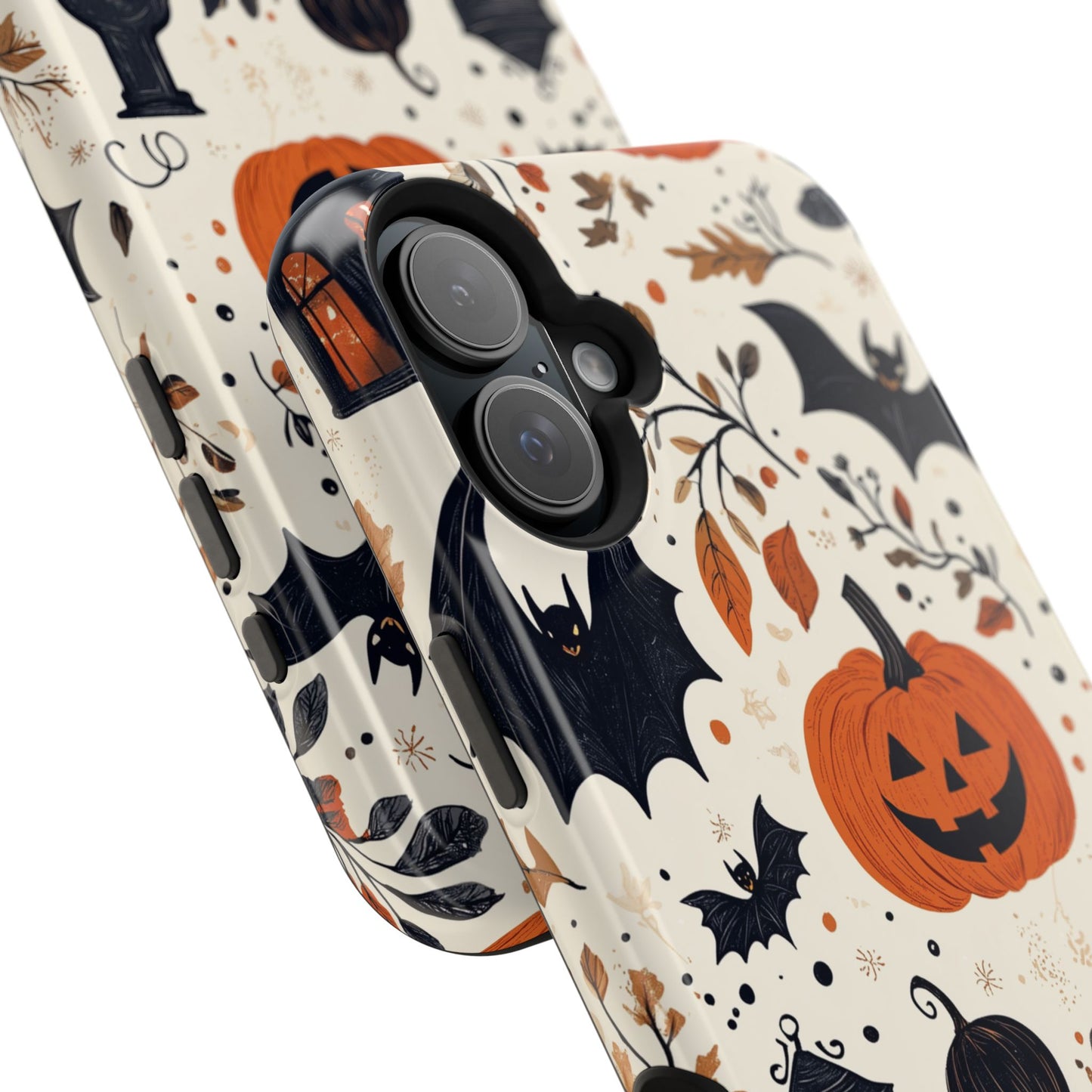 Charming Halloween MagSafe iPhone Case – Pumpkin, Bats, and Spooky Lantern Design