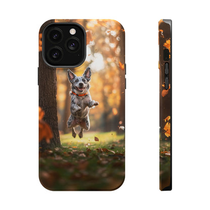 Energetic Blue Heeler Forest Pup MagSafe iPhone Case – Durable Outdoor-Inspired Design