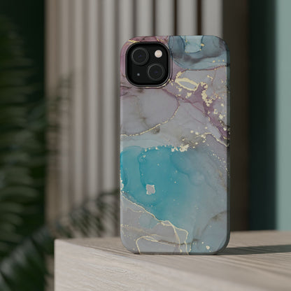 Sky Blue & Purple Marble Wave – MagSafe Case with Dreamy Marble Design