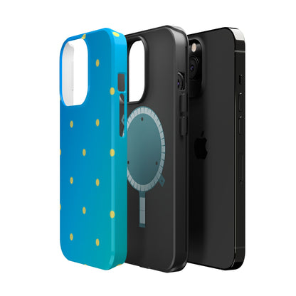 Blue Ocean Gradient Polka Dots MagSafe iPhone Case – Shockproof, Smooth Matte Finish, Dual-Layer Design