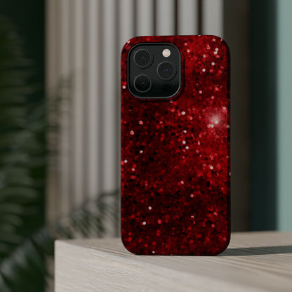 Crimson Glow Glitter MagSafe Case