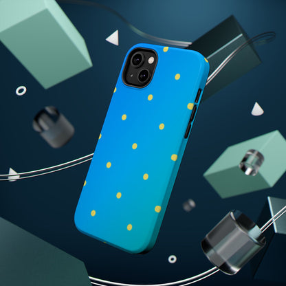 Blue Ocean Gradient Polka Dots MagSafe iPhone Case – Shockproof, Smooth Matte Finish, Dual-Layer Design