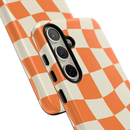 Wavy Retro Checkerboard Samsung Galaxy Case – Shockproof, Matte Finish, Dual-Layer Protection