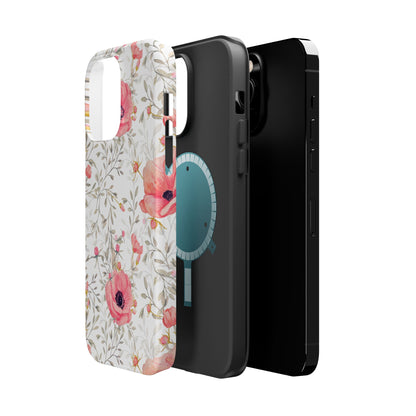 Pink Floral Watercolor MagSafe iPhone Case – Elegant Blossom Design with Magnetic Compatibility