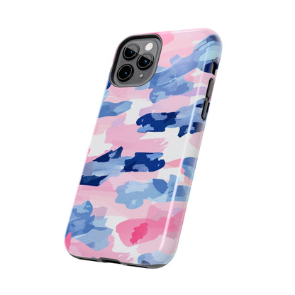 iPhone Case: Dynamic Pink & Navy Brushstroke Art