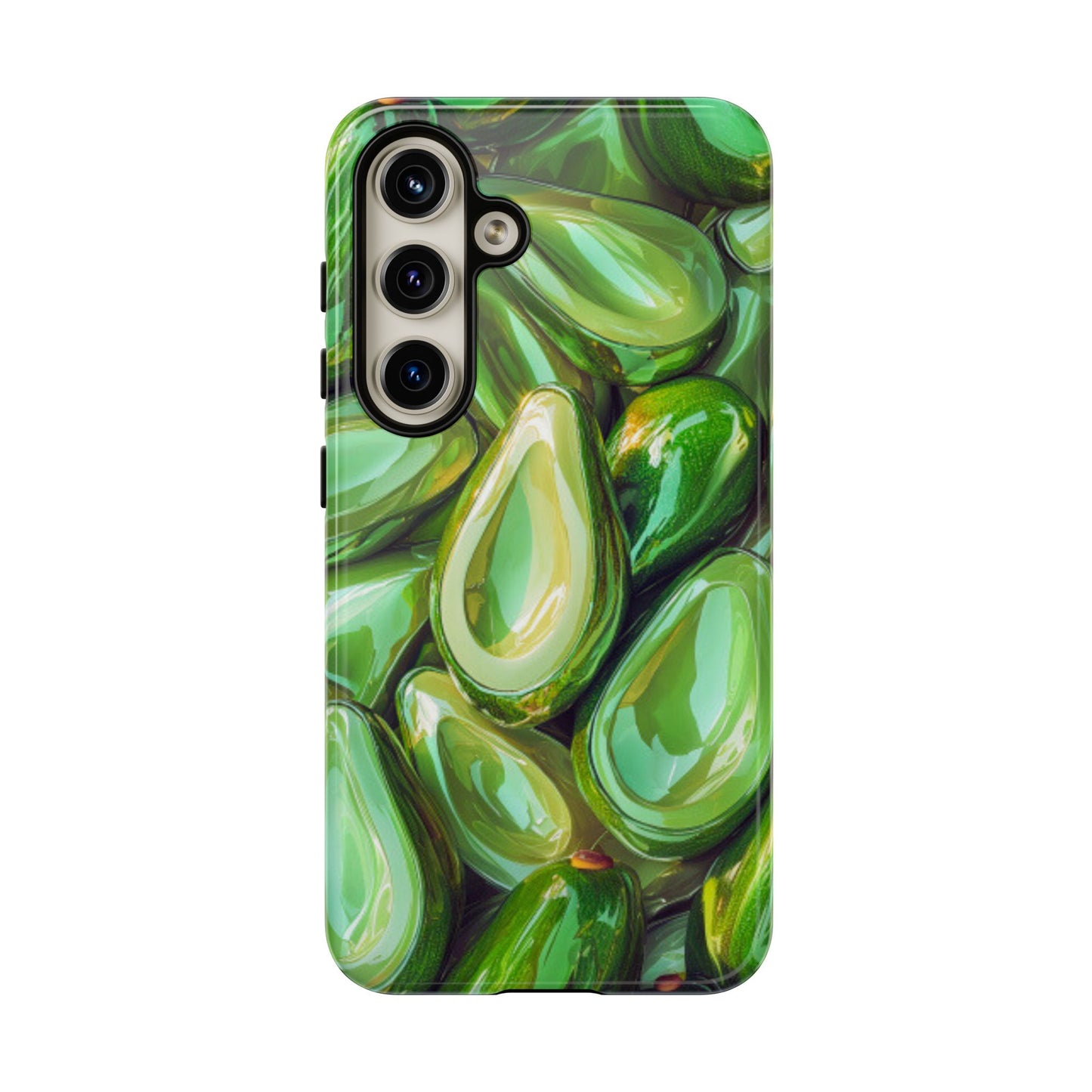 Glossy Avocado Samsung Galaxy  Case – Sleek Green 3D Fruit Design, Durable and Stylish