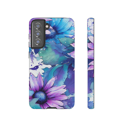 Purple & Teal Watercolor Floral Samsung Galaxy Case - Artistic Flower Design