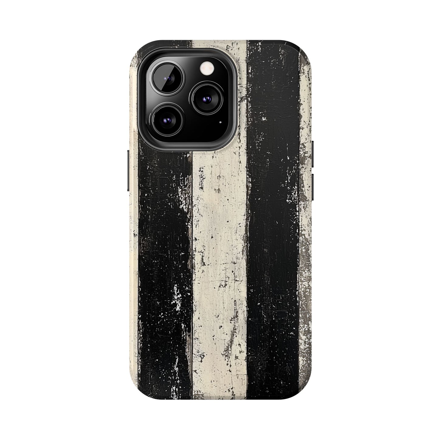 Vintage Vertical Stripe iPhone Case - Black & White Grunge Design - BOGO Cases