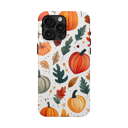 Autumn Harvest iPhone Case - Pumpkin and Fall Leaf Design