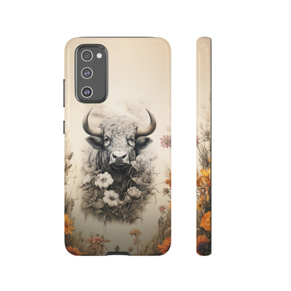 Western Cow Phone Case With Floral Pattern: For iPhone, Samsung Galaxy, and Google Pixel Phones. Rustic Farmhouse Gift For Any Cow Lover!