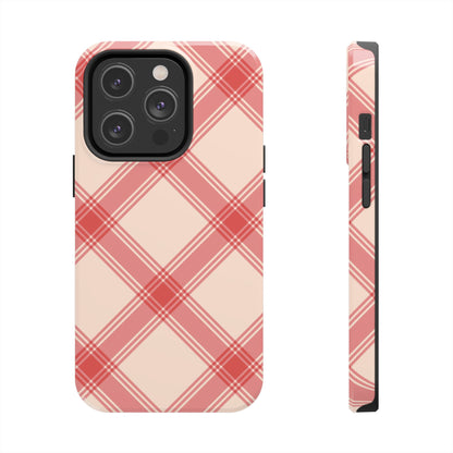 Soft Peachy Red Plaid iPhone Case