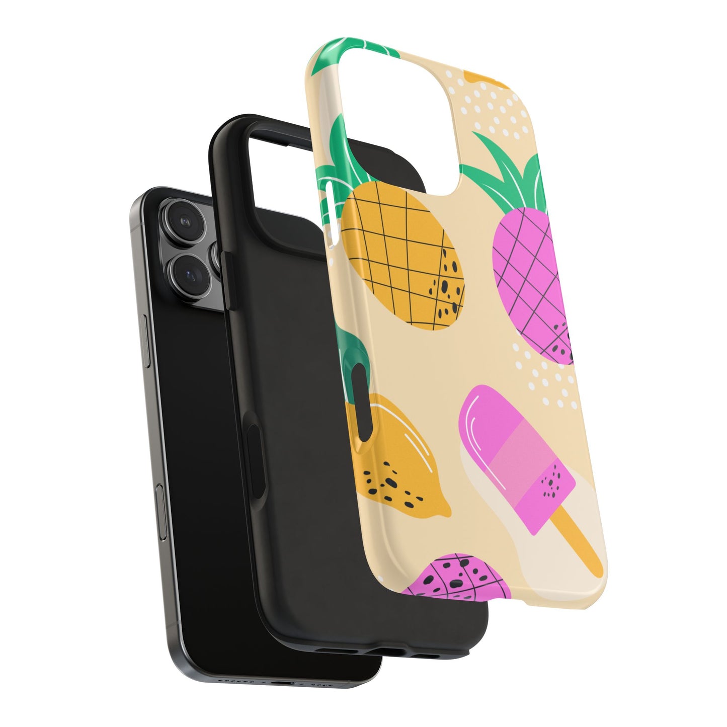 Tropical Pop iPhone Case – Fun Pineapple & Lemon Design with Vibrant Summery Colors