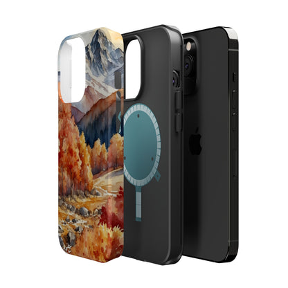 Watercolor Autumn Forest and Mountains - MagSafe iPhone Case