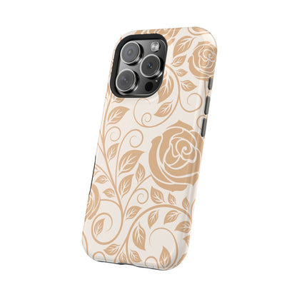 Vintage Rose Vine Tough MagSafe iPhone Case – Elegant Floral Pattern with Dual-Layer Protection