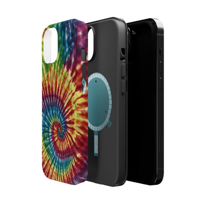 Vibrant Spiral Tie-Dye MagSafe Case – Retro Rainbow Design