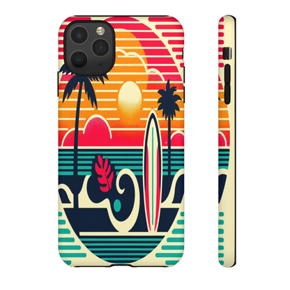 Retro Beach Vibes iPhone Case - Sunset Surfing Protective Cover