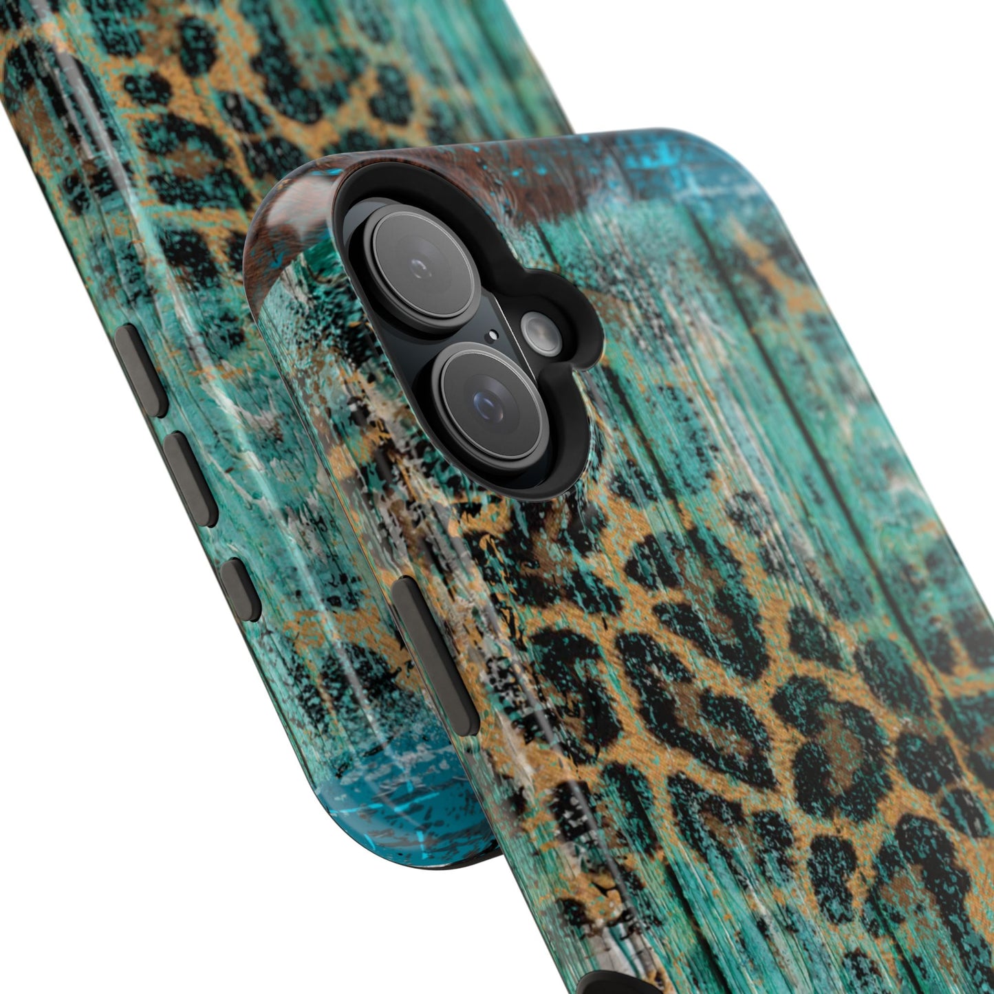 Turquoise Rustic Leopard Wood - MagSafe  iPhone Series Case