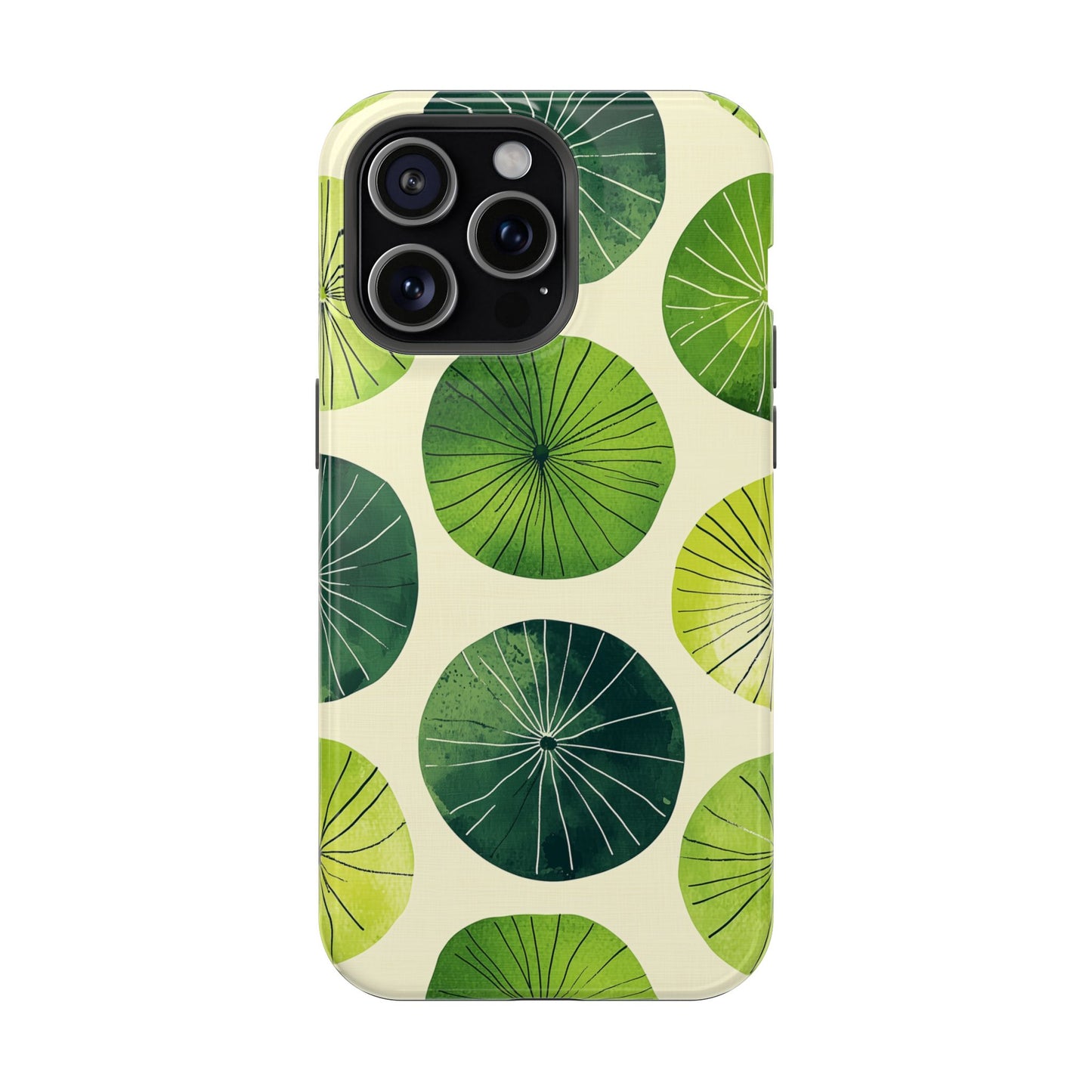 Watercolor Lily Pads MagSafe iPhone Case – Shockproof, Matte Finish, Dual-Layer Protection