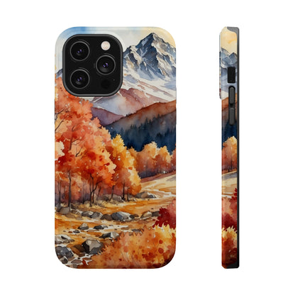 Watercolor Autumn Forest and Mountains - MagSafe iPhone Case