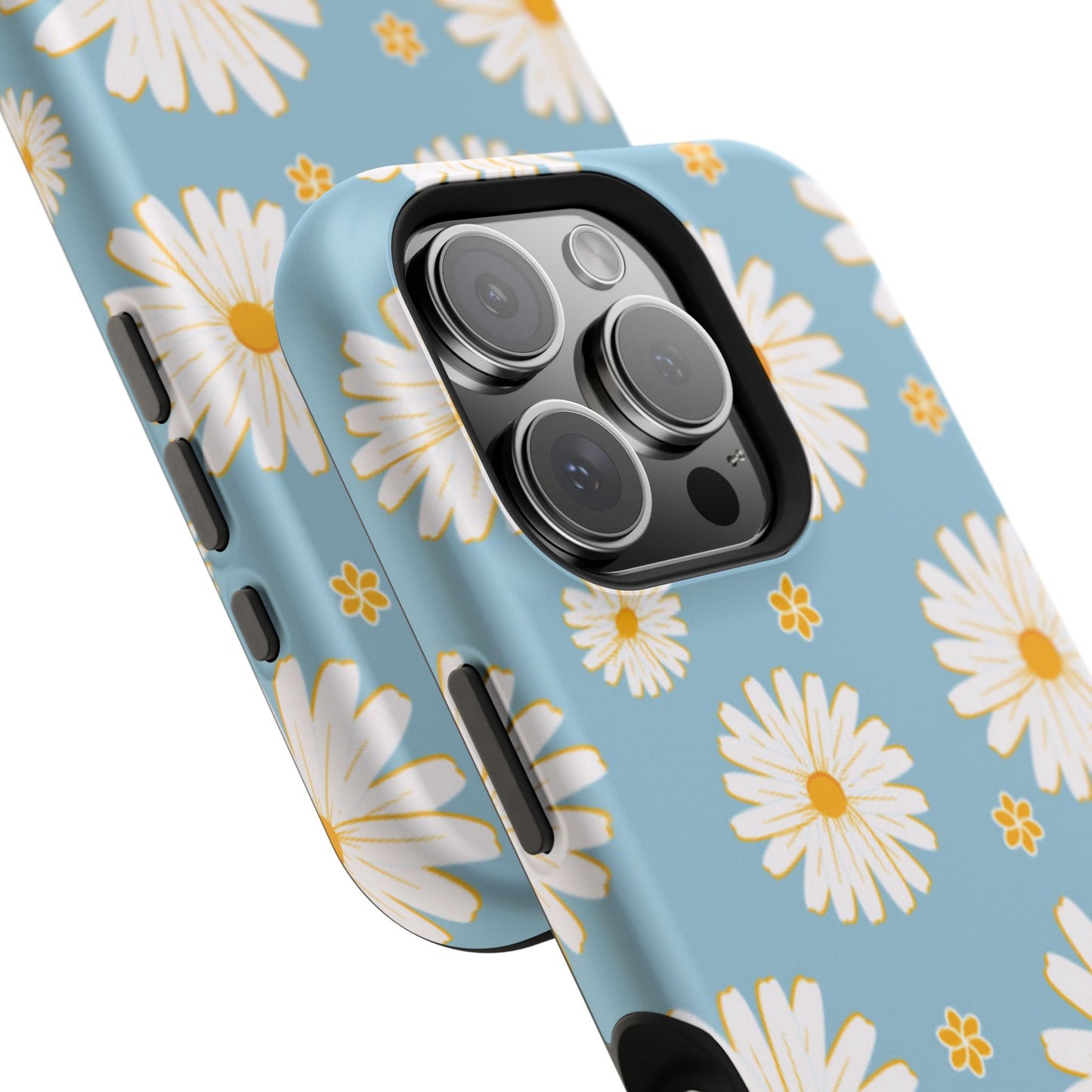 Bright Daisy MagSafe iPhone Case – Light Blue Background, Shockproof and Slim Design