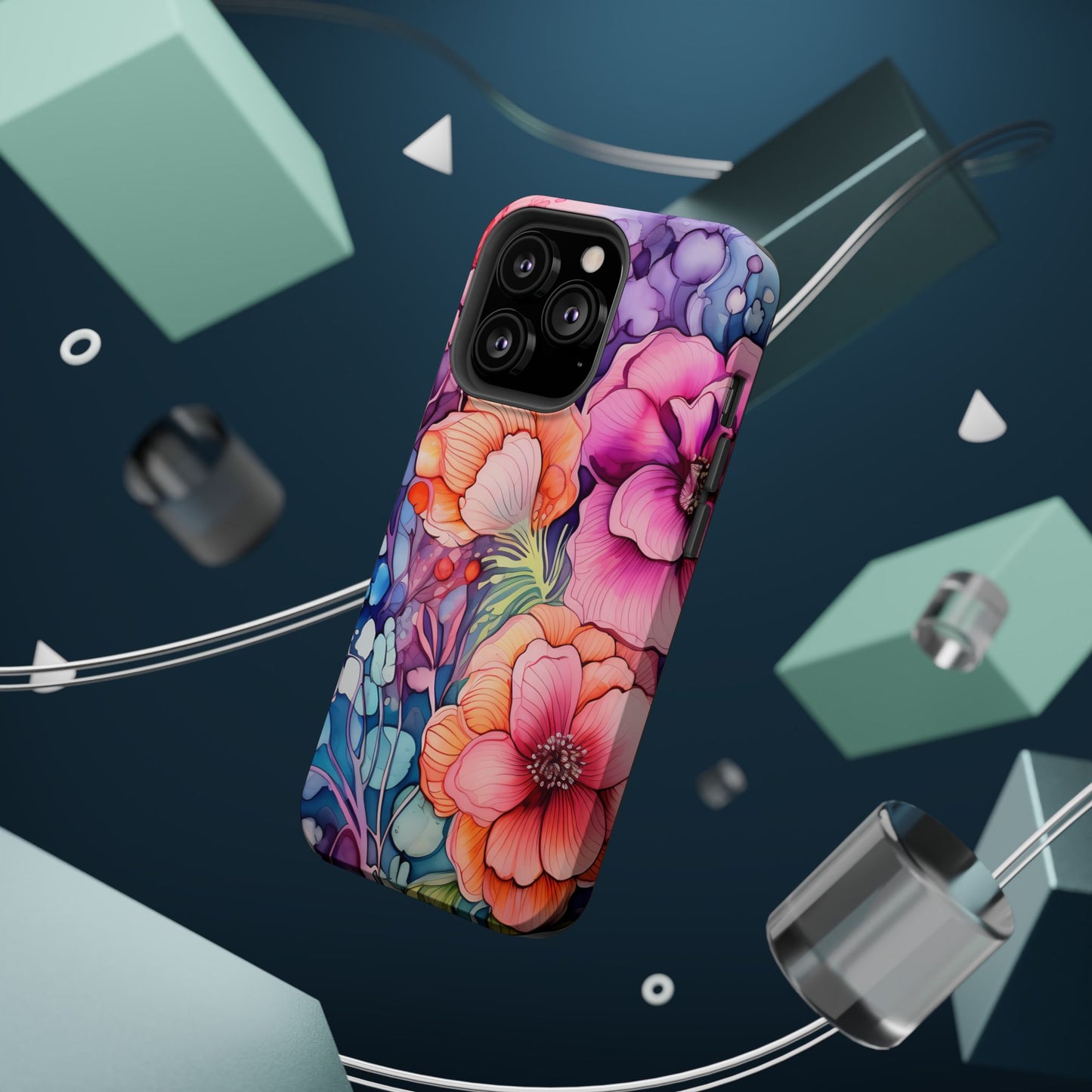 Bright Watercolor Floral Splash MagSafe iPhone Series Case – Bold Artistic Design