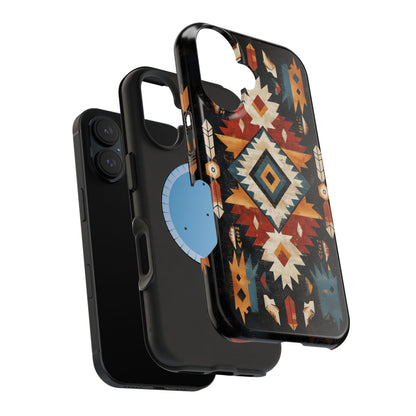 Southwestern Arrow & Diamond Tough MagSafe iPhone Case – Bold Tribal Design, Dual-Layer Protection