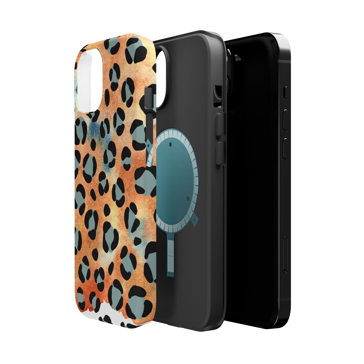 Sunset Watercolor Leopard Print Tough MagSafe iPhone Case – Artistic Animal Pattern with Dual-Layer Protection