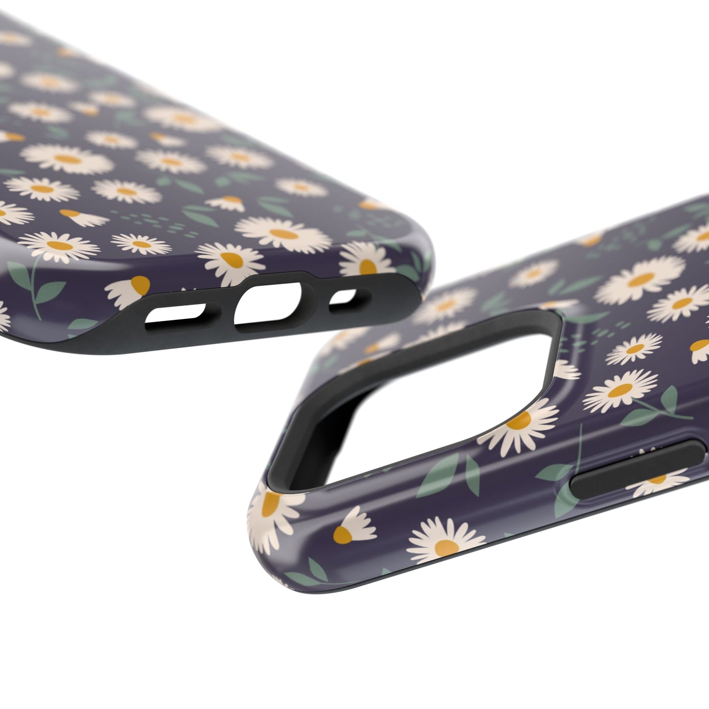 Midnight Daisy MagSafe iPhone Case – Dark Navy Floral Design, Slim and Protective