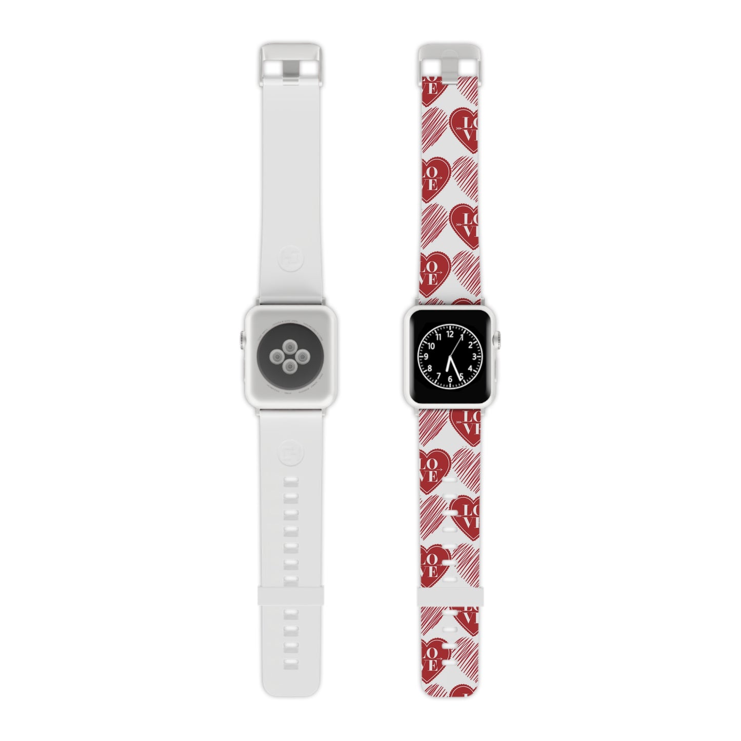 Red Love Heart Pattern Apple Watch Band