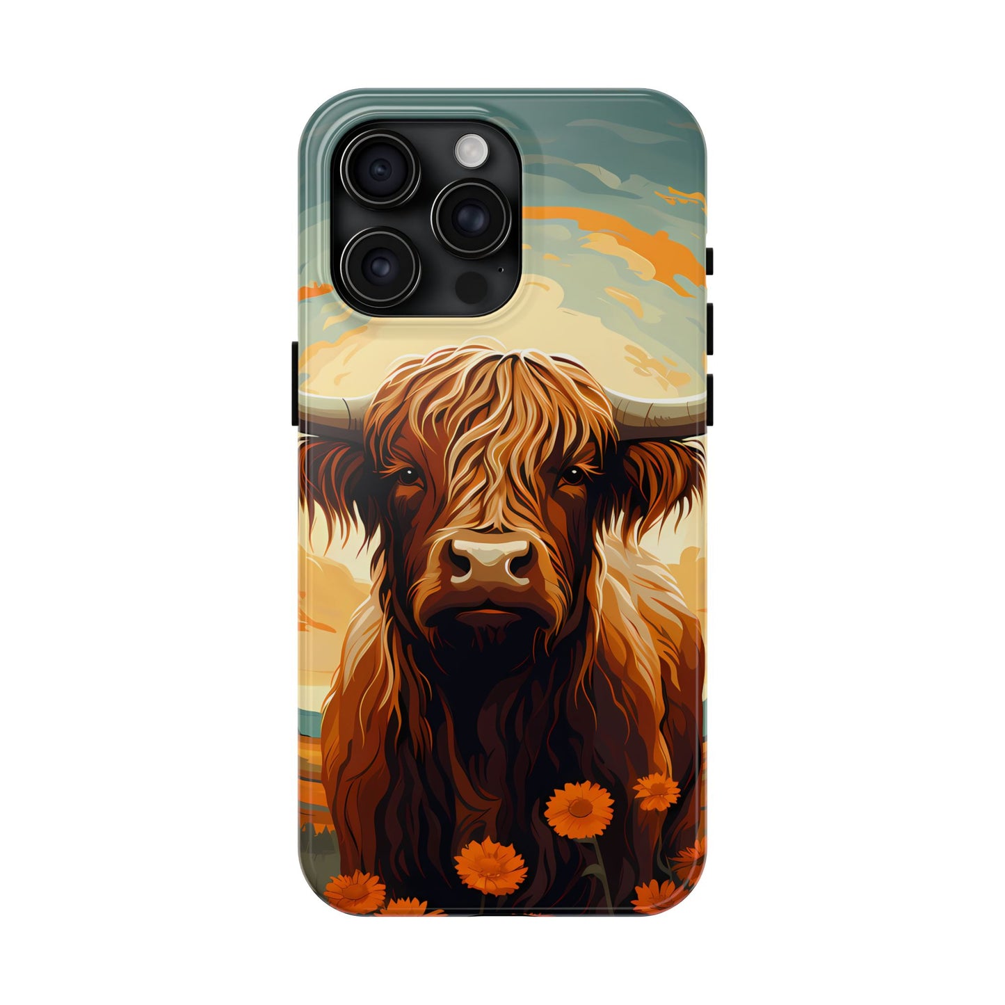 Highland Cow Case | Rustic Farmhouse Floral Design