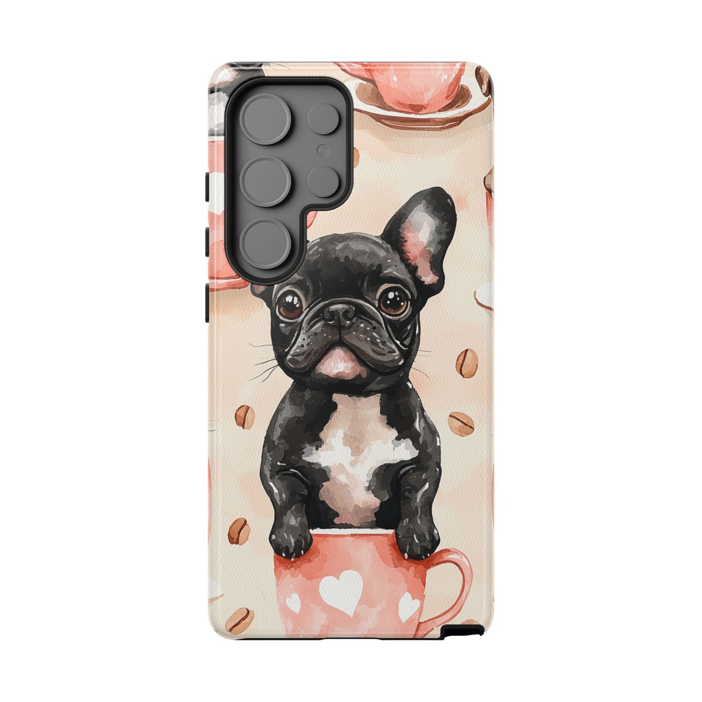 French Bulldog in Coffee Cup  Samsung Galaxy  Case – Cute Dog Art, Shockproof & Slim Design